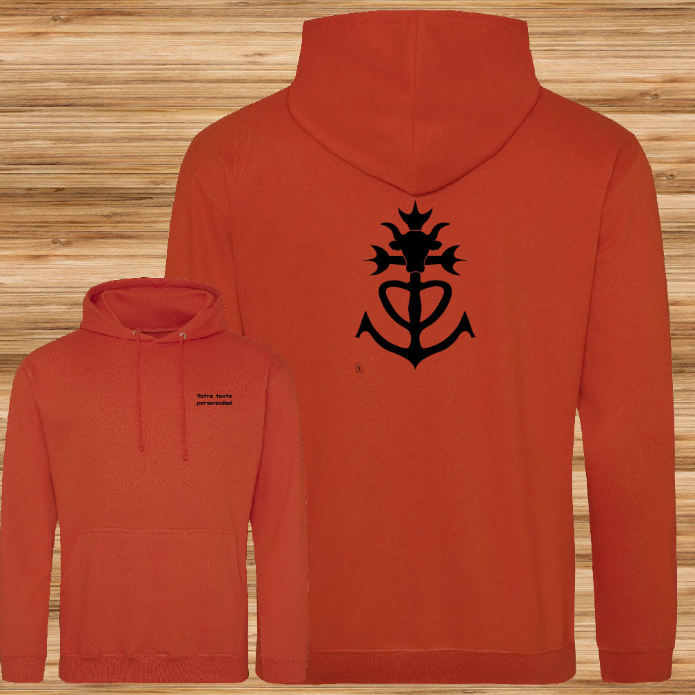 Taureau et Croix de Camargue Sweat-shirt à personnaliser avec un texte. Création Virginie Linard ©