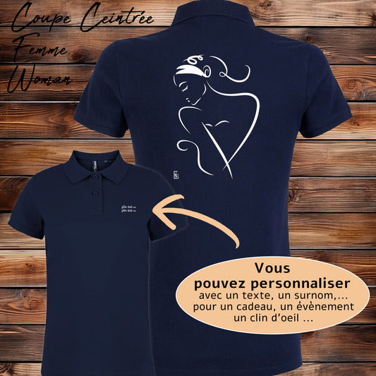 Graphisme Esquisse femme Graphisme sur polo, création Virginie Linard ©.