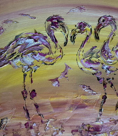 Flamants roses tableau peinture toile detail2 virginie Linard ©.jpg