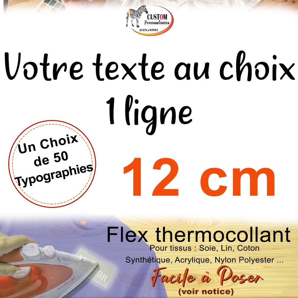 Flex thermocollant personnalisé nom phrase plusieurs couleurs