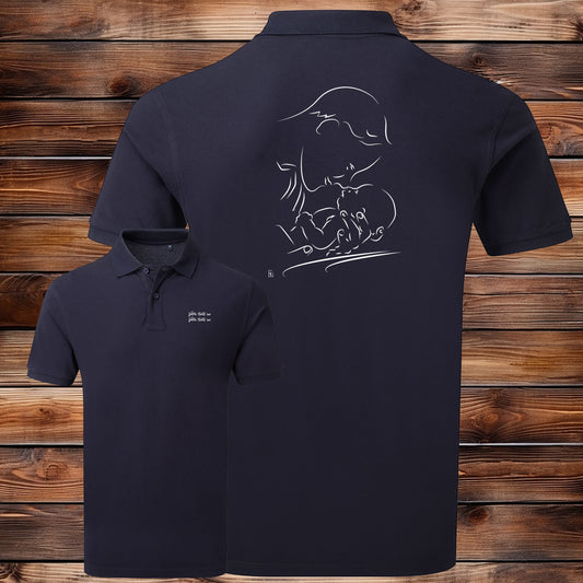 Graphisme futur papa naissance bébé Graphisme sur polo, création Virginie Linard ©.