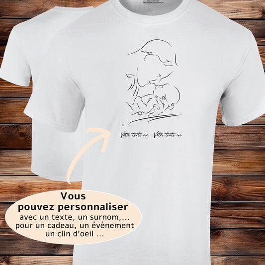 Graphisme futur papa naissance bébé Graphisme sur t-shirt, création Virginie Linard ©.