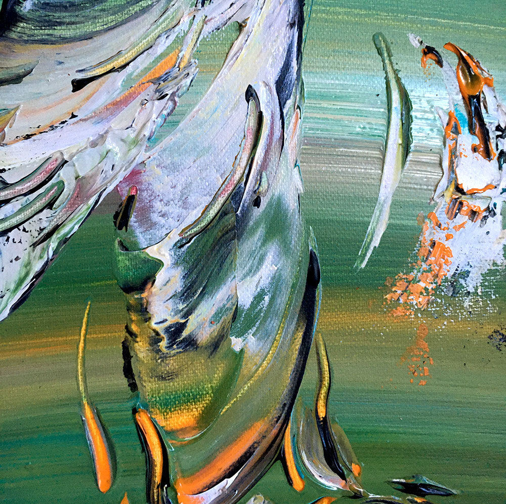 détail épaisseur peinture du tableau golf swing du peintre Virginie Linard ©