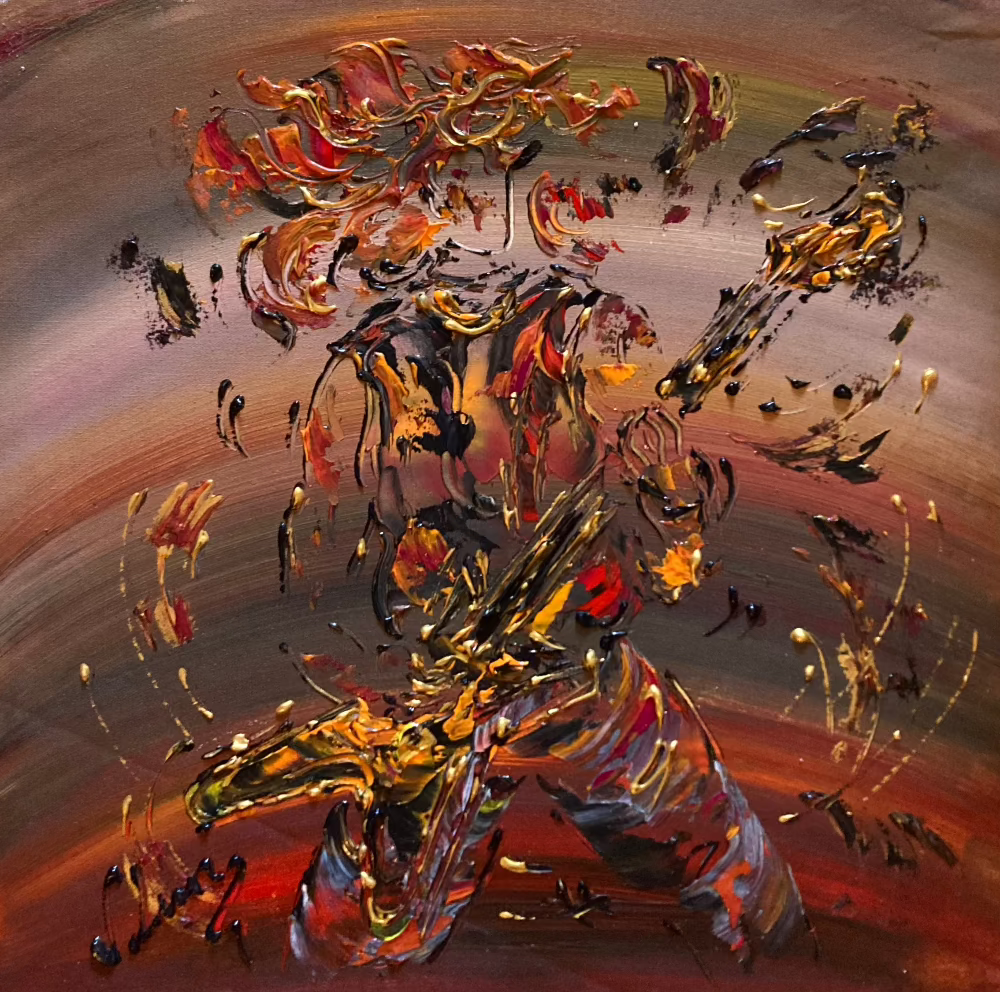 Tableau musicien guitare électrique Peintre Virginie Linard ©