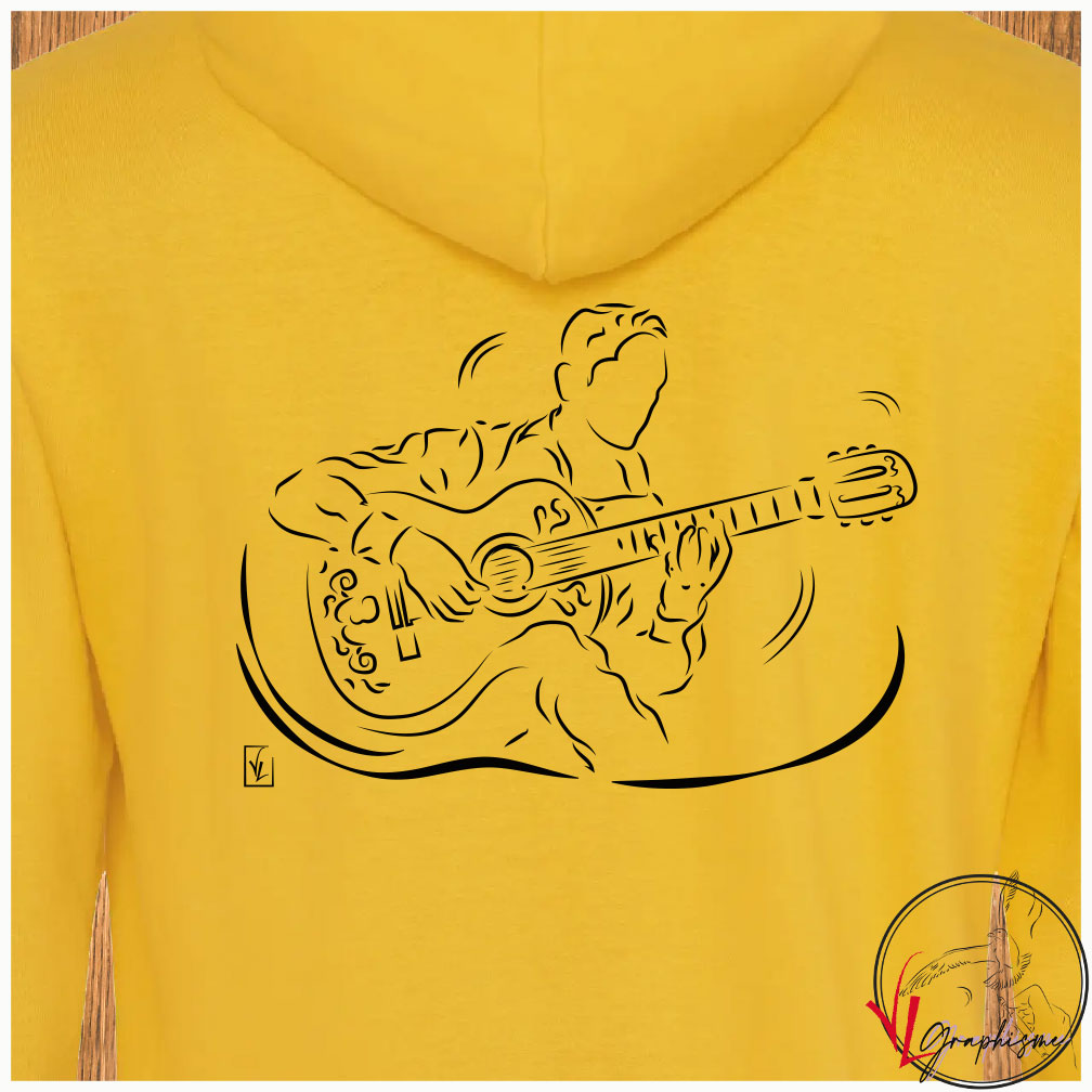 Guitare Musique Guitariste Musicien Sweat personnalisé couleur Or Création VLGraphisme virginie Linard ©