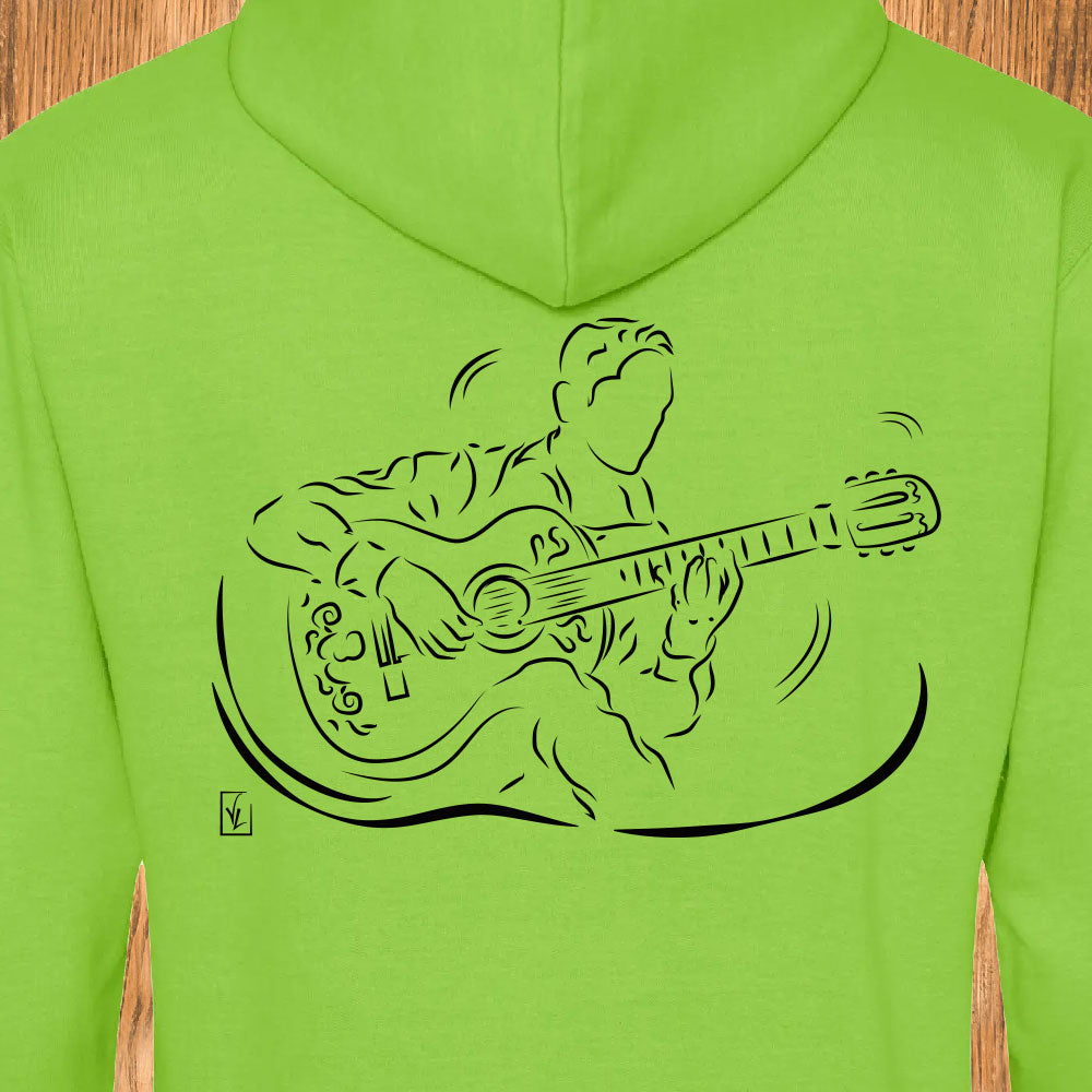 Guitare Musique Guitariste Musicien Sweat personnalisé couleur vert exgtra Création VLGraphisme virginie Linard ©