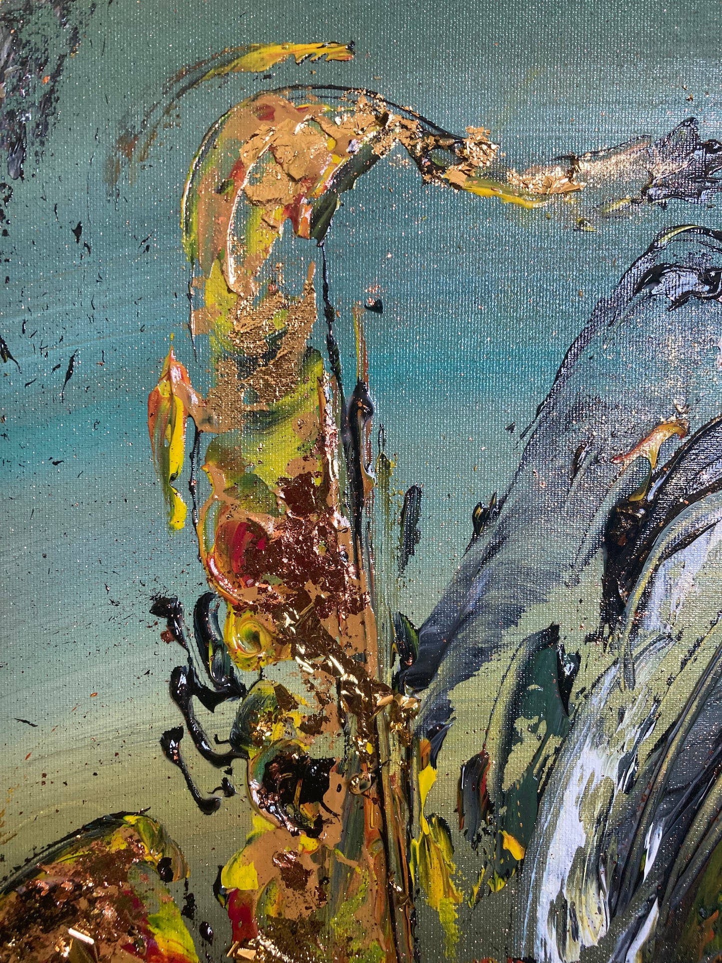 Musique Saxophoniste toile - Peinture de 55x46 cm