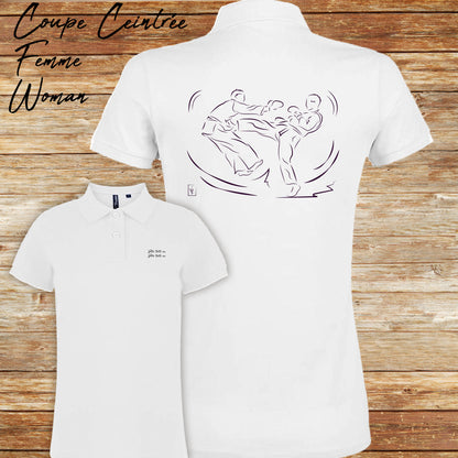 Graphisme Sport de combat jujitsu kick boxing Boxe sur polo à personnaliser avec un texte Création Virginie Linard ©.