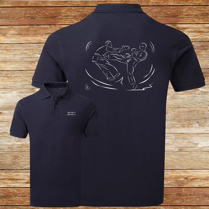 Graphisme Sport de combat jujitsu kick boxing Boxe sur polo à personnaliser avec un texte Création Virginie Linard ©.