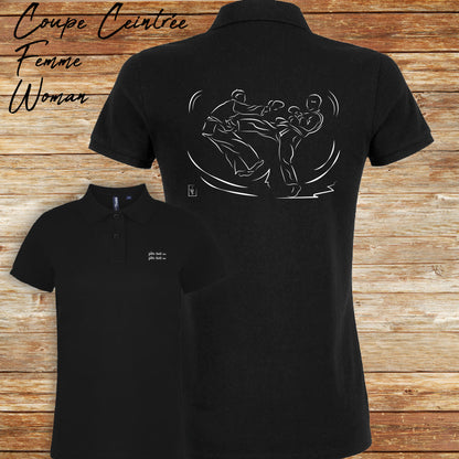 Graphisme Sport de combat jujitsu kick boxing Boxe sur polo à personnaliser avec un texte Création Virginie Linard ©.