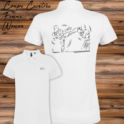 Graphisme Sport de combat jujitsu kick boxing Boxe sur polo à personnaliser avec un texte Création Virginie Linard  ©.