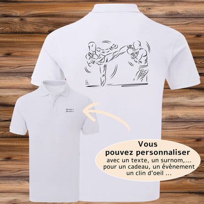 Graphisme Sport de combat jujitsu kick boxing Boxe sur polo à personnaliser avec un texte Création Virginie Linard  ©.