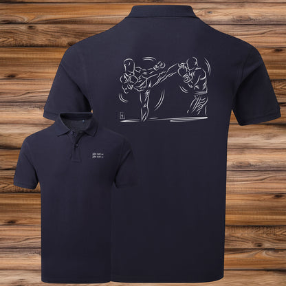 Graphisme Sport de combat jujitsu kick boxing Boxe sur polo à personnaliser avec un texte Création Virginie Linard  ©.