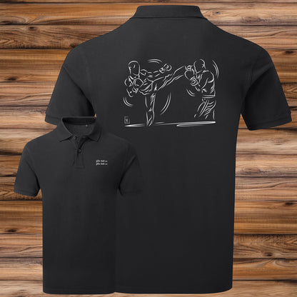 Graphisme Sport de combat jujitsu kick boxing Boxe sur polo à personnaliser avec un texte Création Virginie Linard  ©.