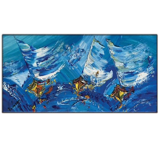 Tableau voiliers mer déchainée peinture sur toile Virginie Linard ©