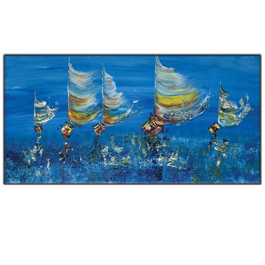 Tableau voiliers mer océan peinture sur toile Virginie Linard © detail1