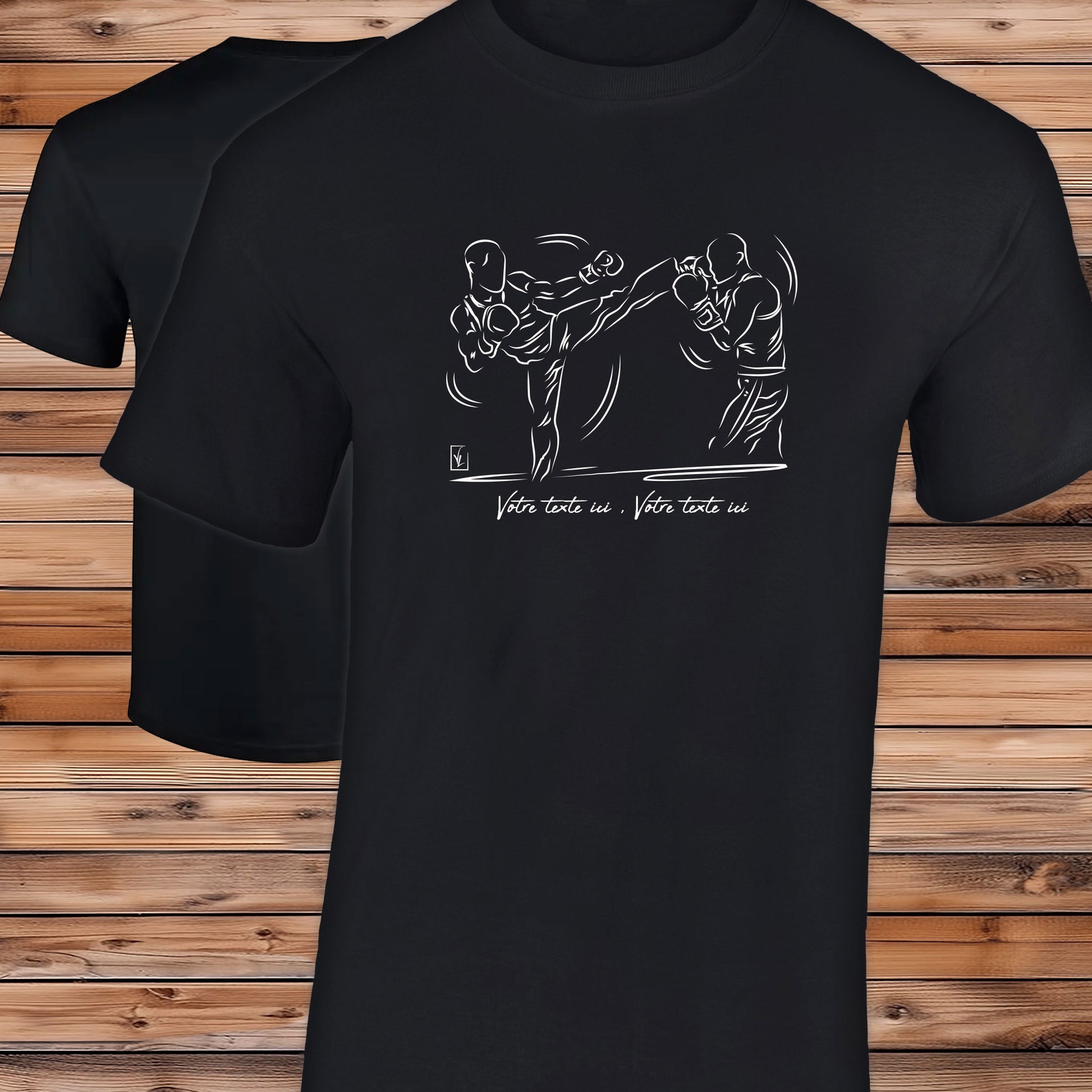 MMA Arts martiaux mixtes sport sur t-shirt homme noir à personnaliser avec un texte, Création Virginie Linard ©