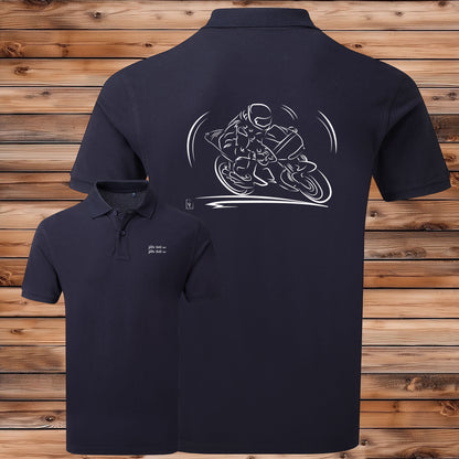 Polo Course Moto personnalisable - Ajoutez votre texte sous le graphisme - Cadeau unique passionnés moto
