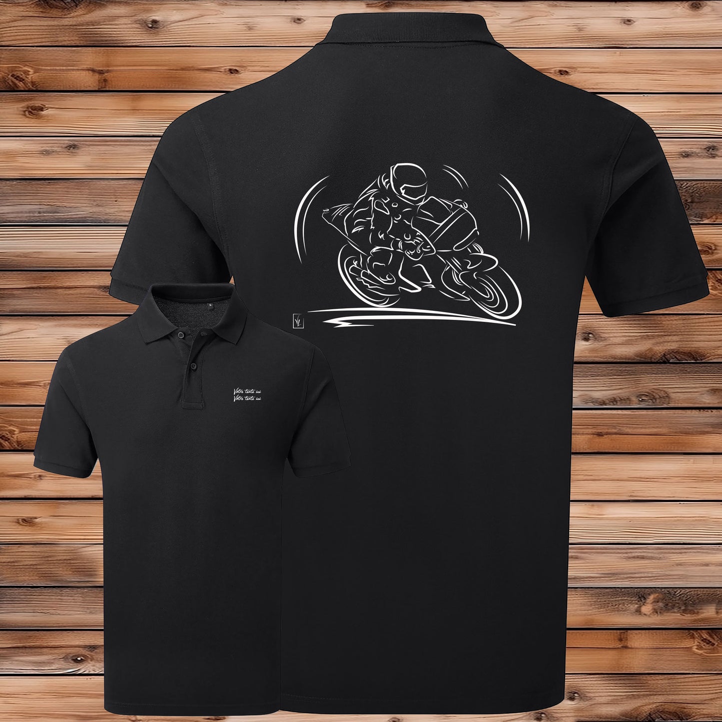 Polo Course Moto personnalisable - Ajoutez votre texte sous le graphisme - Cadeau unique passionnés moto