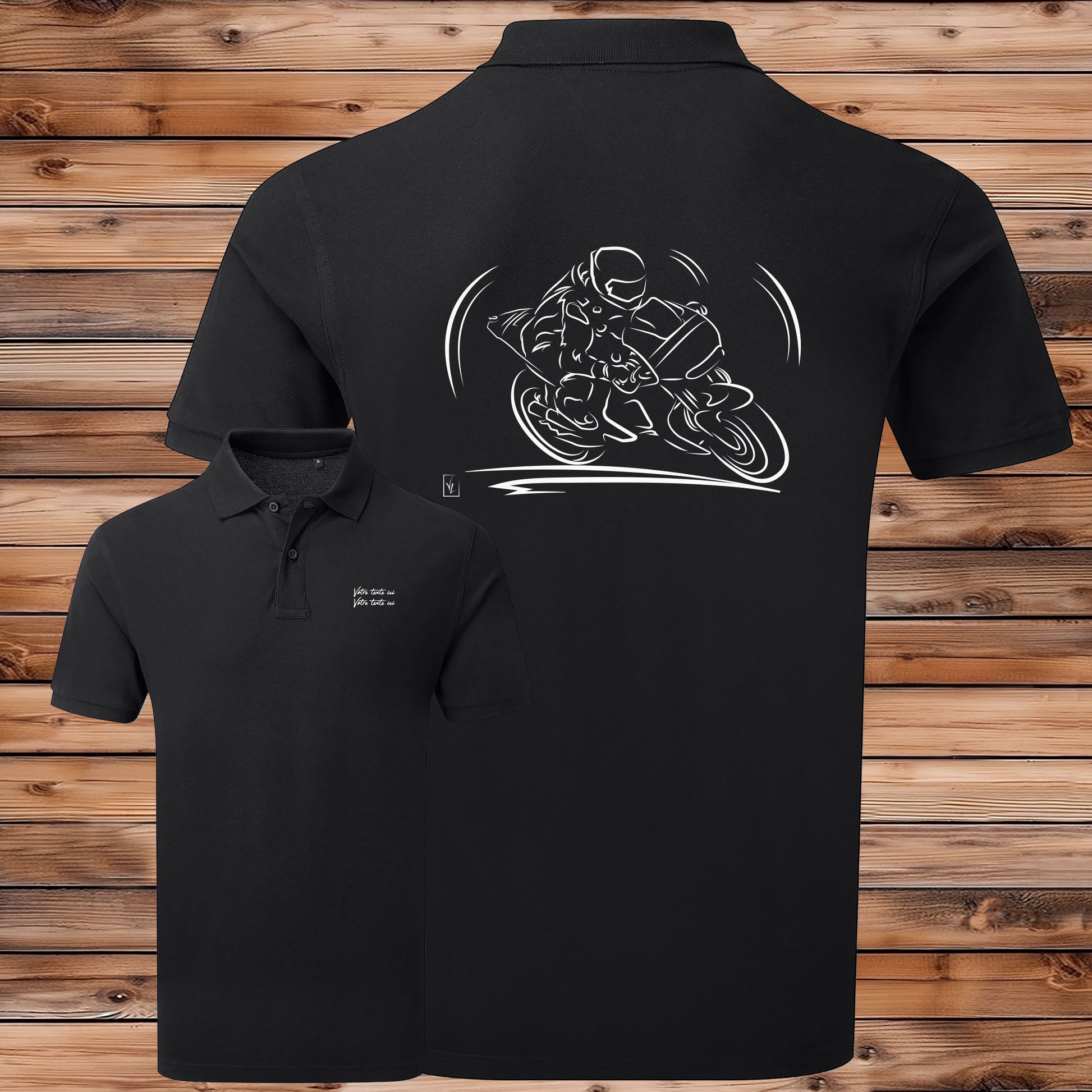 Polo Course Moto personnalisable - Ajoutez votre texte sous le graphisme - Cadeau unique passionnés moto