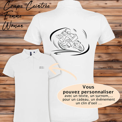 Polo Course Moto personnalisable avec graphisme moto de course - Polycoton confort