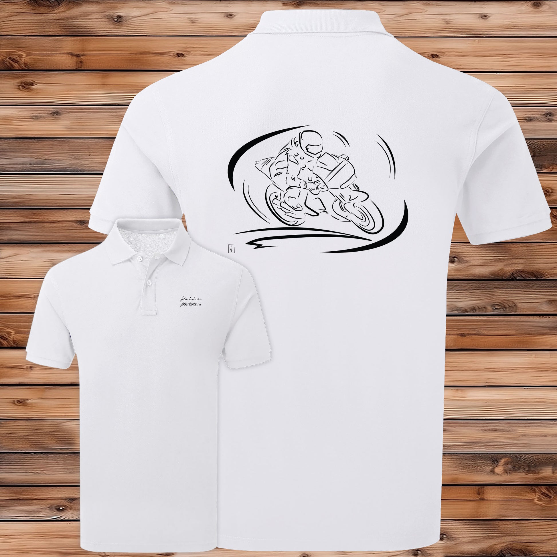 Polo Course Moto personnalisable avec graphisme moto de course - Polycoton confort
