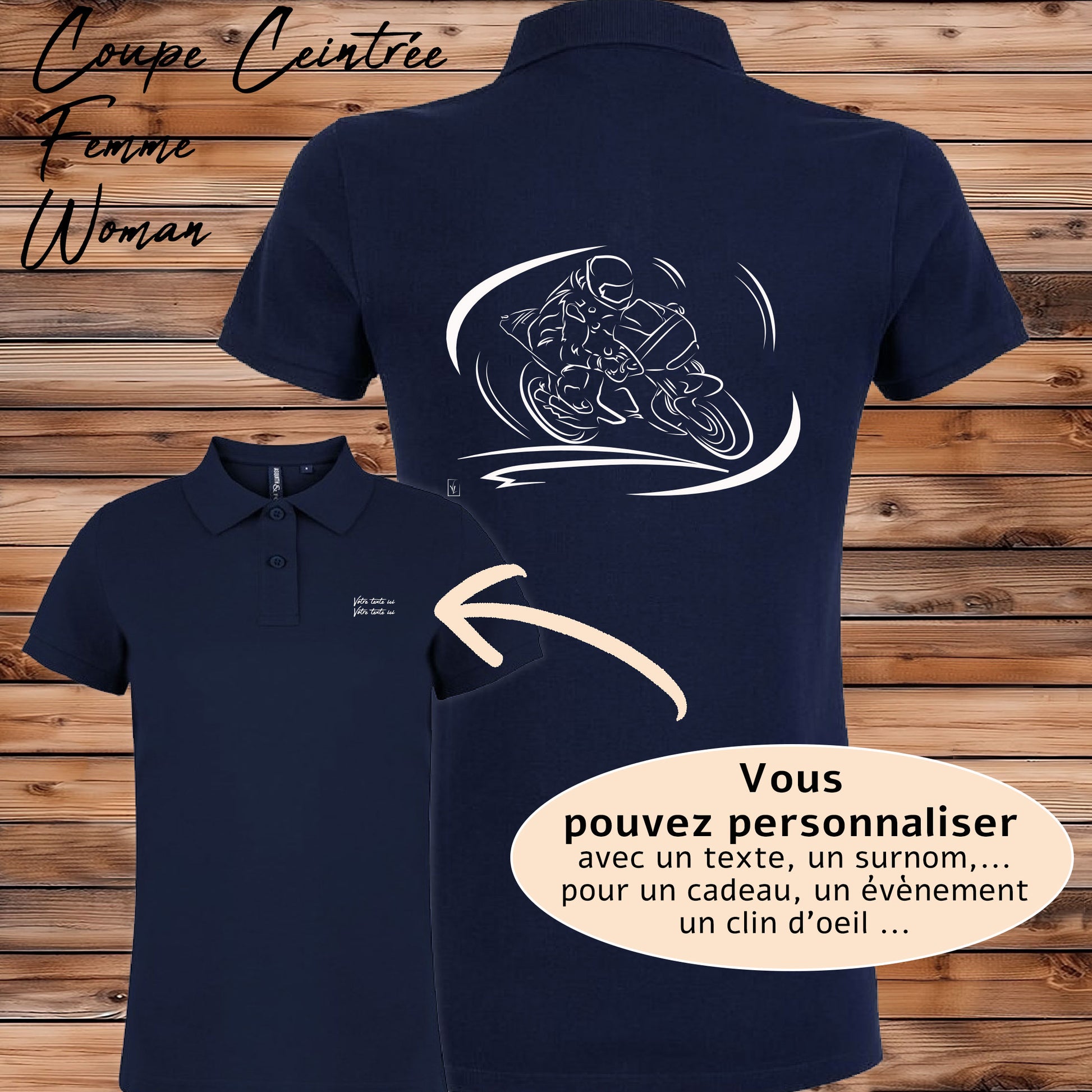 Polo Course Moto personnalisable avec graphisme moto de course - Polycoton confort