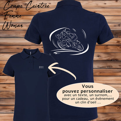 Polo Course Moto personnalisable avec graphisme moto de course - Polycoton confort