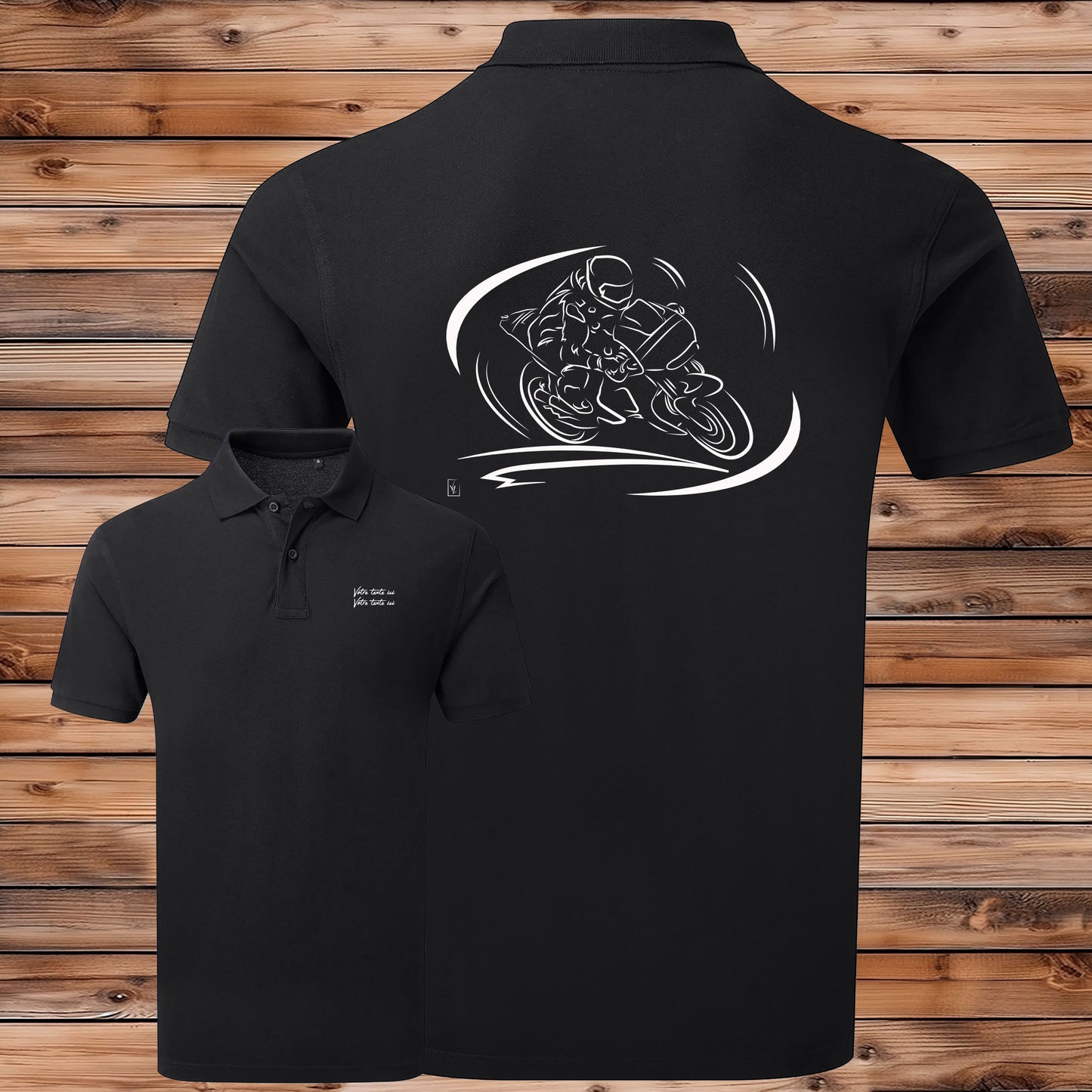 Polo personnalisable Course Moto - Graphisme exclusif moto de course moderne - Virginie Linard
