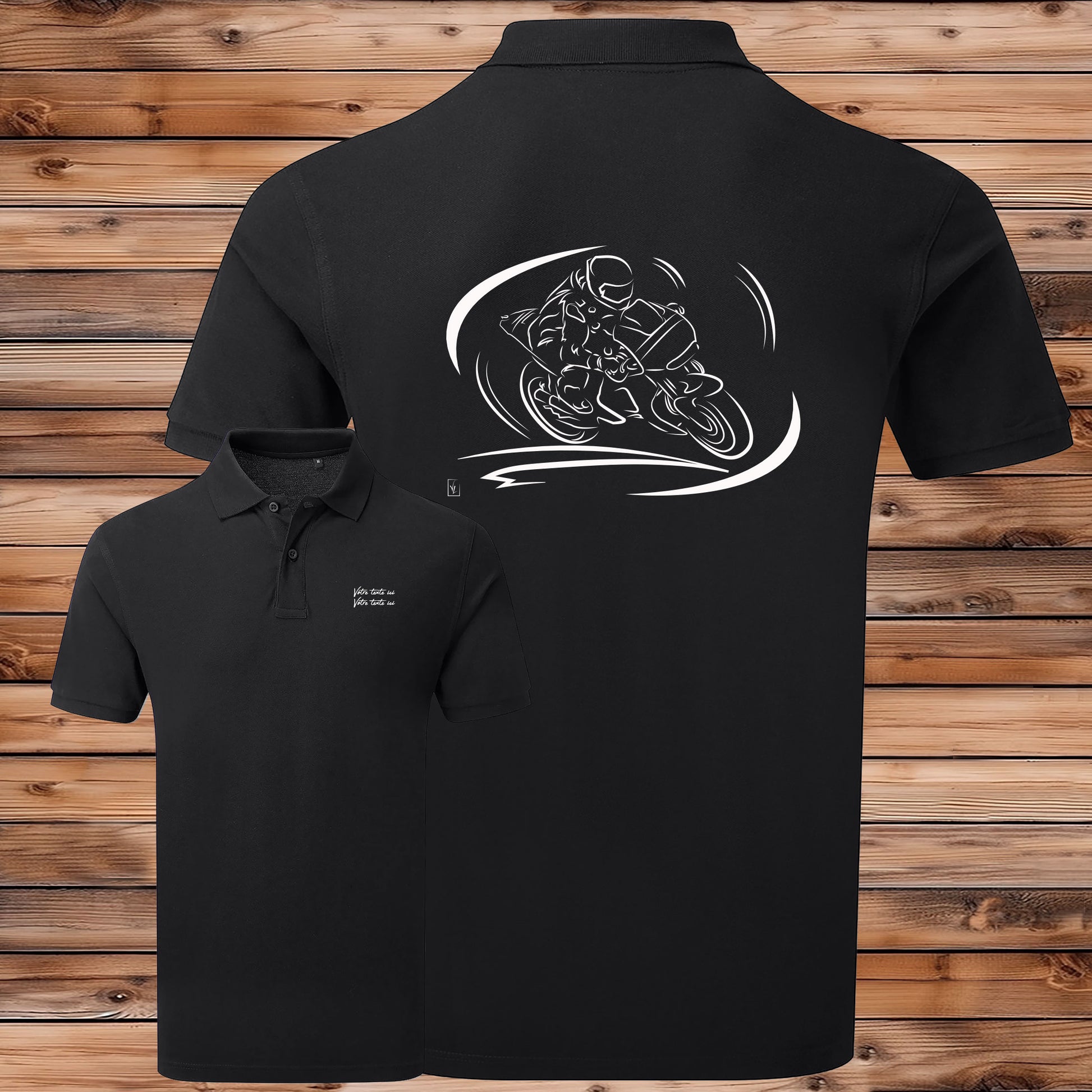 Polo personnalisable Course Moto - Graphisme exclusif moto de course moderne - Virginie Linard
