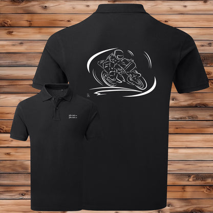 Polo personnalisable Course Moto - Graphisme exclusif moto de course moderne - Virginie Linard
