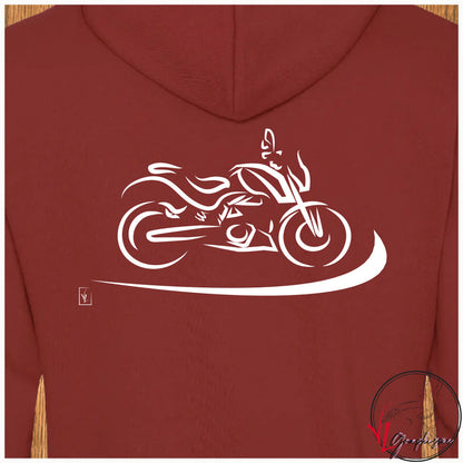 Graphisme d'une moto sur sweat à personnaliser de Virginie Linard ©