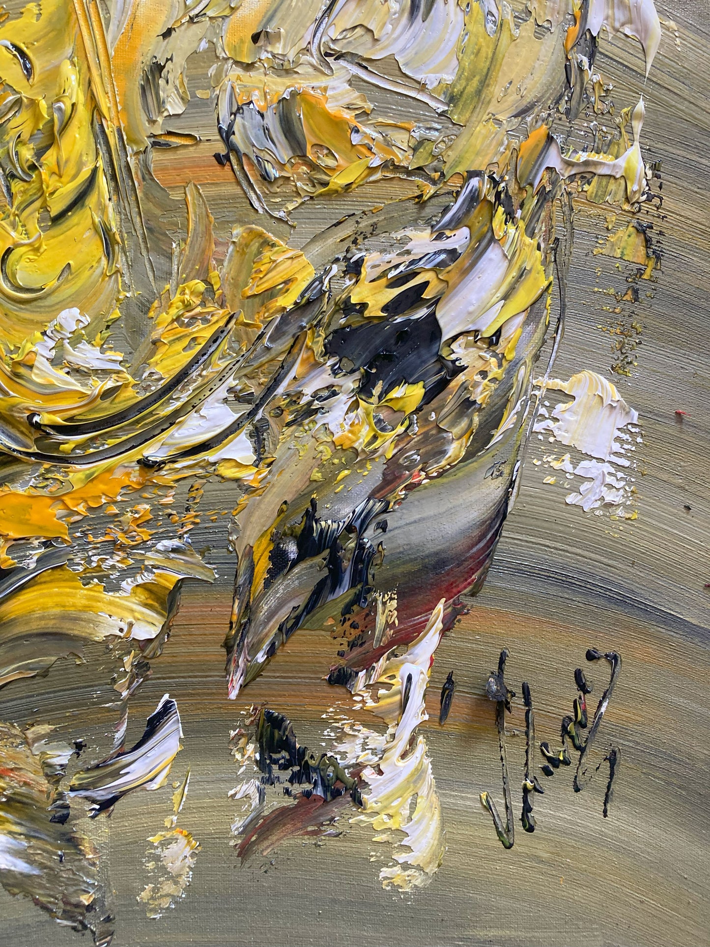 Tableau musicien saxophoniste jazz , peinture sur toile 30x60cm. Création Virginie Linard ©.