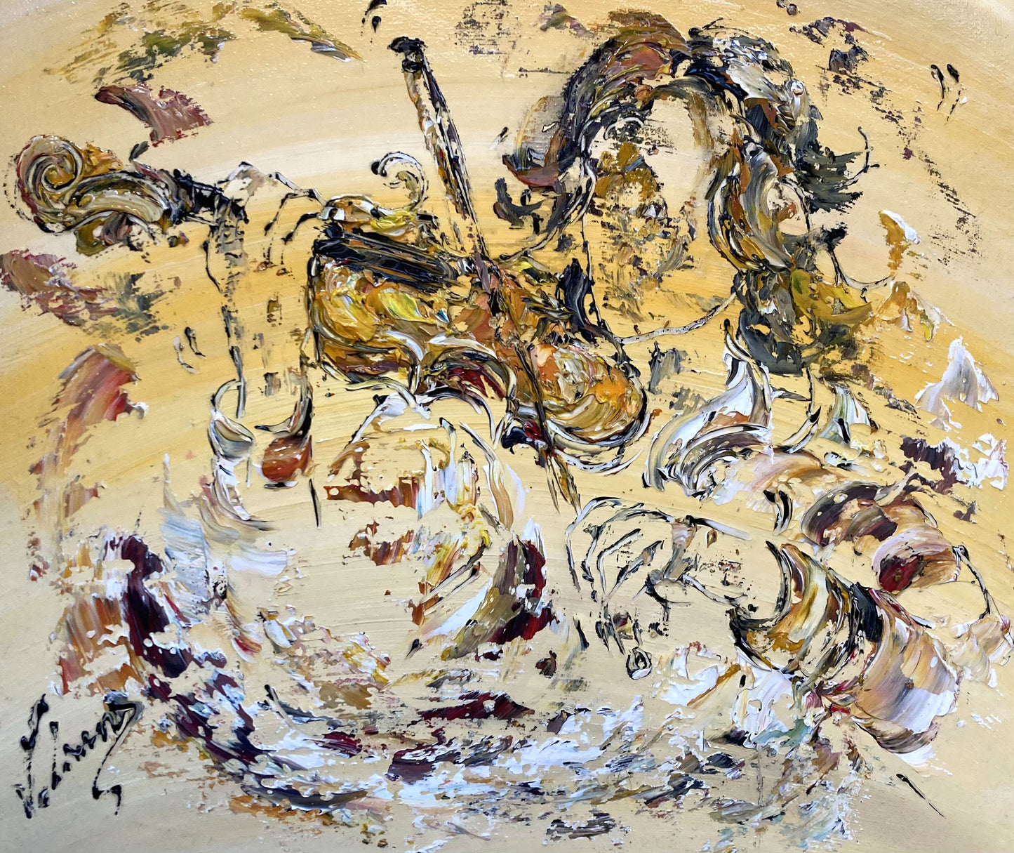 Golf swing painting on canvas 55x46 cm