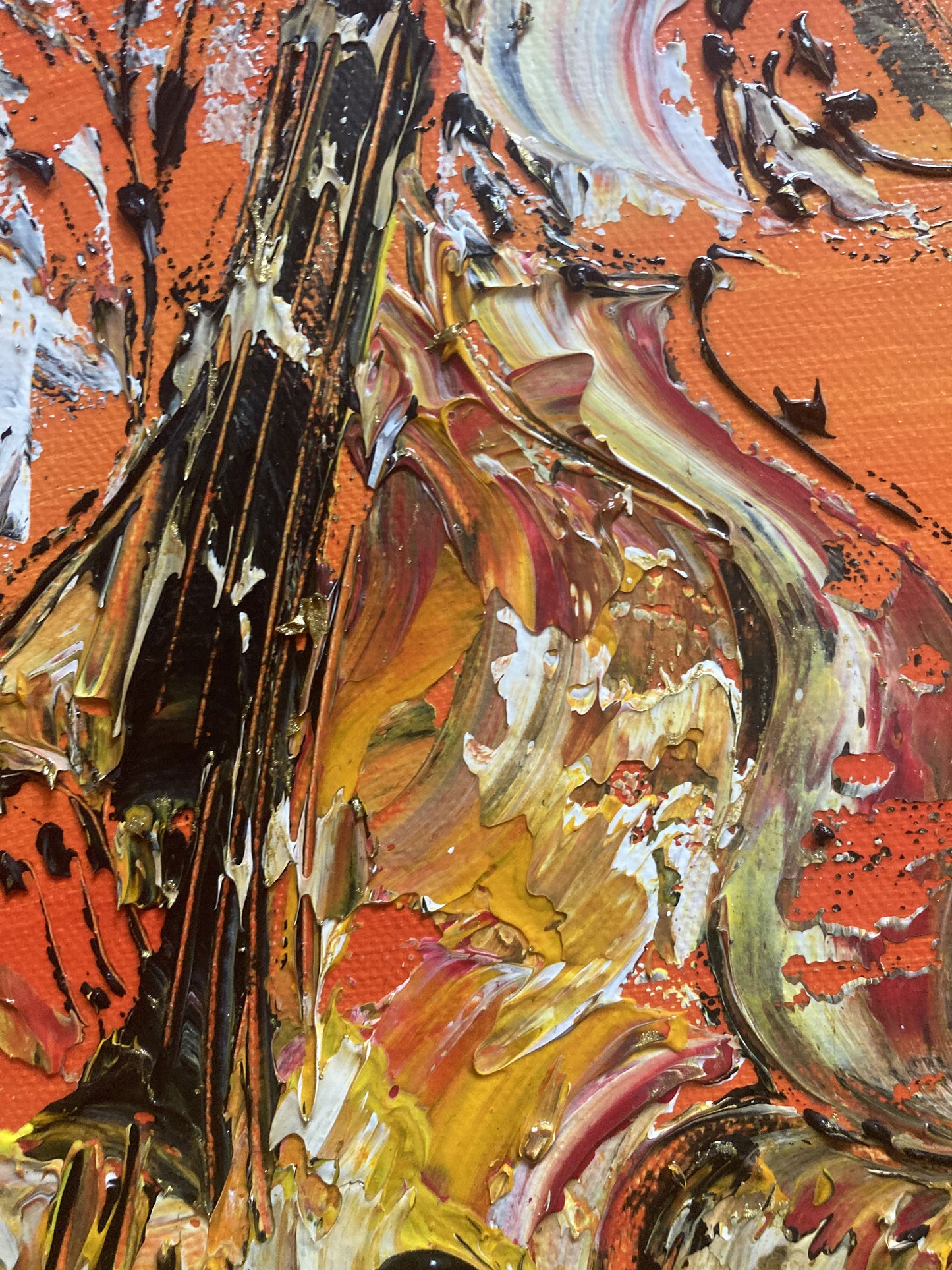 Tableau Peinture Groupe Jazz Musiciens - Spatule Reliefs - Toile Originale 60x60cm