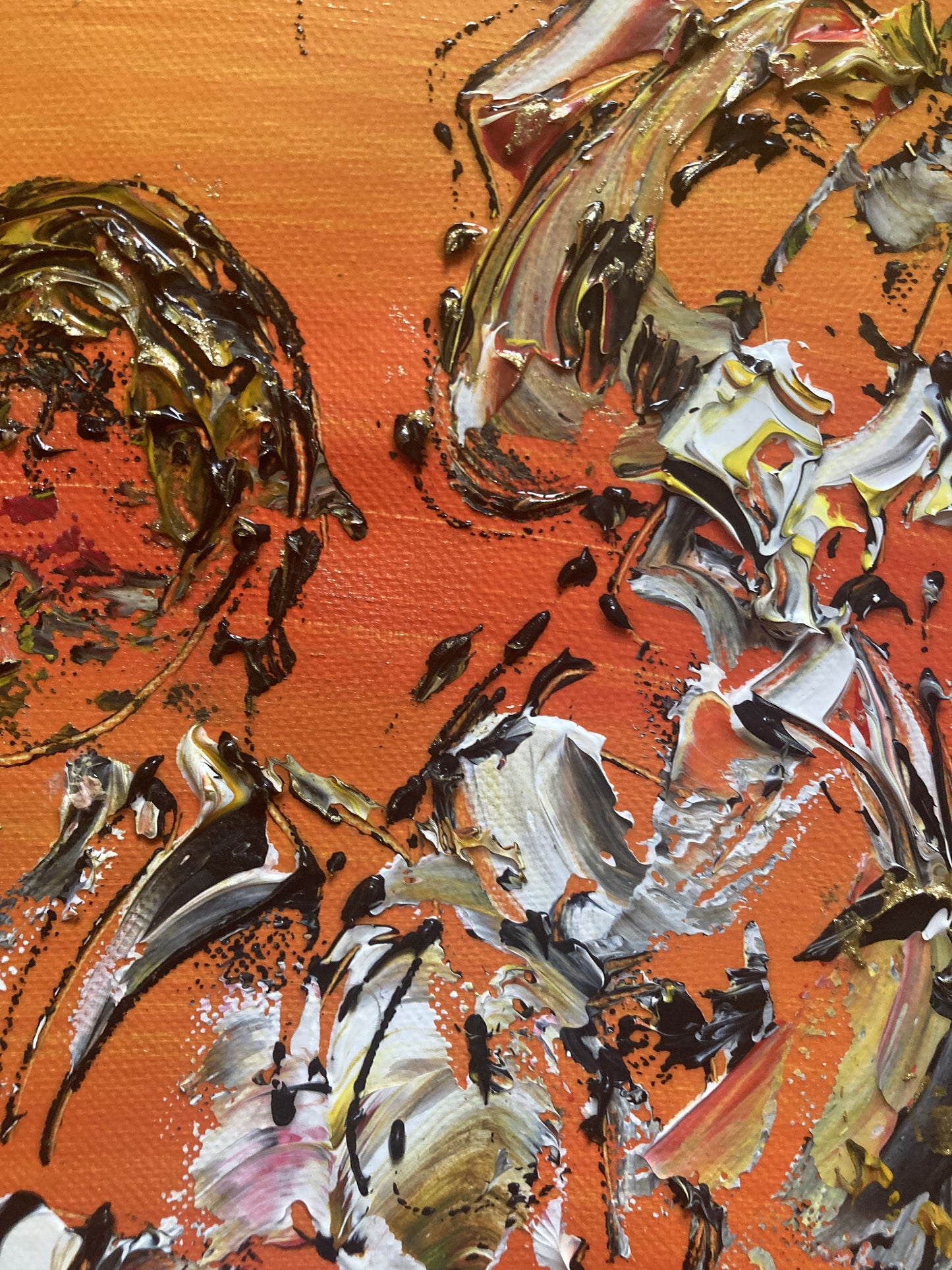 Tableau Peinture Groupe Jazz Musiciens - Spatule Reliefs - Toile Originale 60x60cm