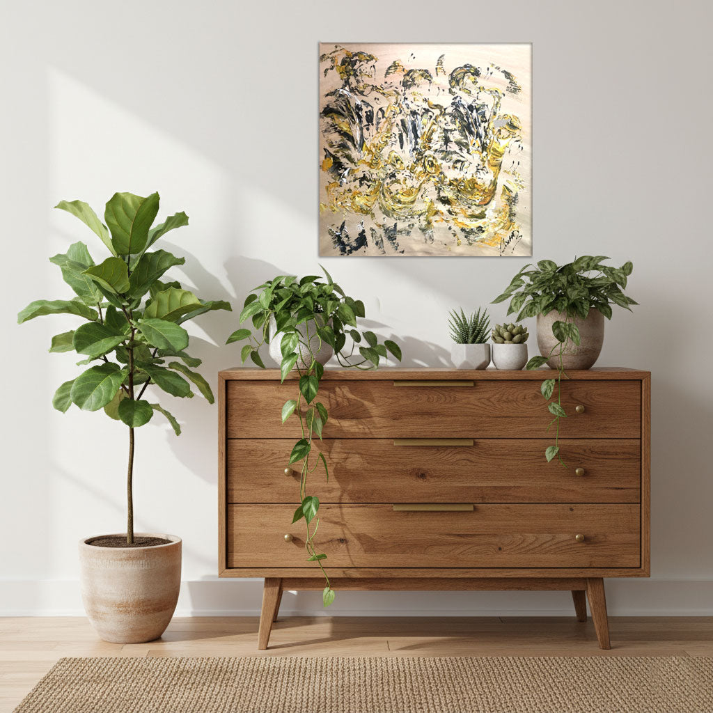 Tableau trio Saxophonistes. Peinture sur toile format 50x50cm. Création Virginie Linard ©.