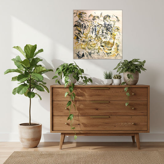 Tableau trio Saxophonistes. Peinture sur toile format 50x50cm. Création Virginie Linard ©.