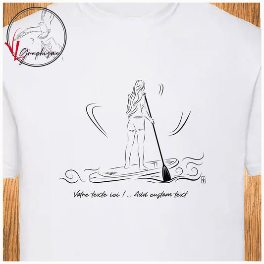 Paddle femme T-shirt blanc personnalisé Création VLGraphisme Virginie Linard ©