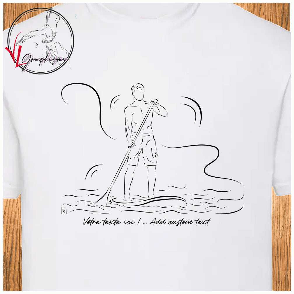 Paddle padle homme mer sport nautique tshirt personnalisé couleur blanc Création VLGraphisme Virginie Linard ©