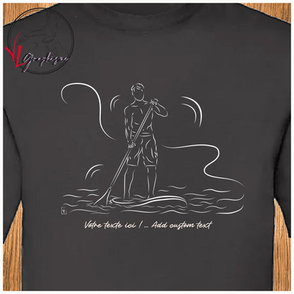 Paddle padle homme mer sport nautique tshirt personnalisé couleur noir Création VLGraphisme Virginie Linard ©