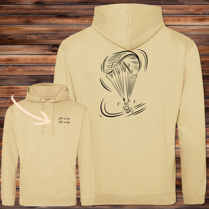 Sweat-shirt beige Parapente personnalisable avec graphisme parapentiste en vol - Virginie Linard
