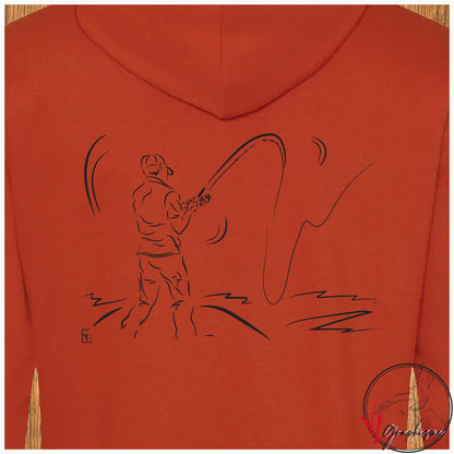 Pêche à la mouche pêcheur Sweat personnalisé couleur orange Création VLGraphisme Virginie Linard ©
