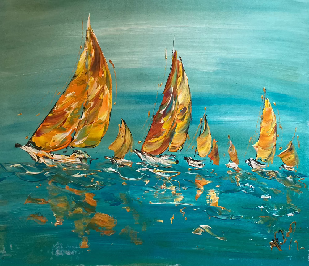 Tableau de voilies 55x46cm de Virginie Linard ©