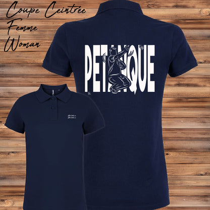 Polo femme pétanque bouliste personnalisable avec votre texte