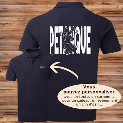Polo homme pétanque bouliste personnalisable avec votre texte