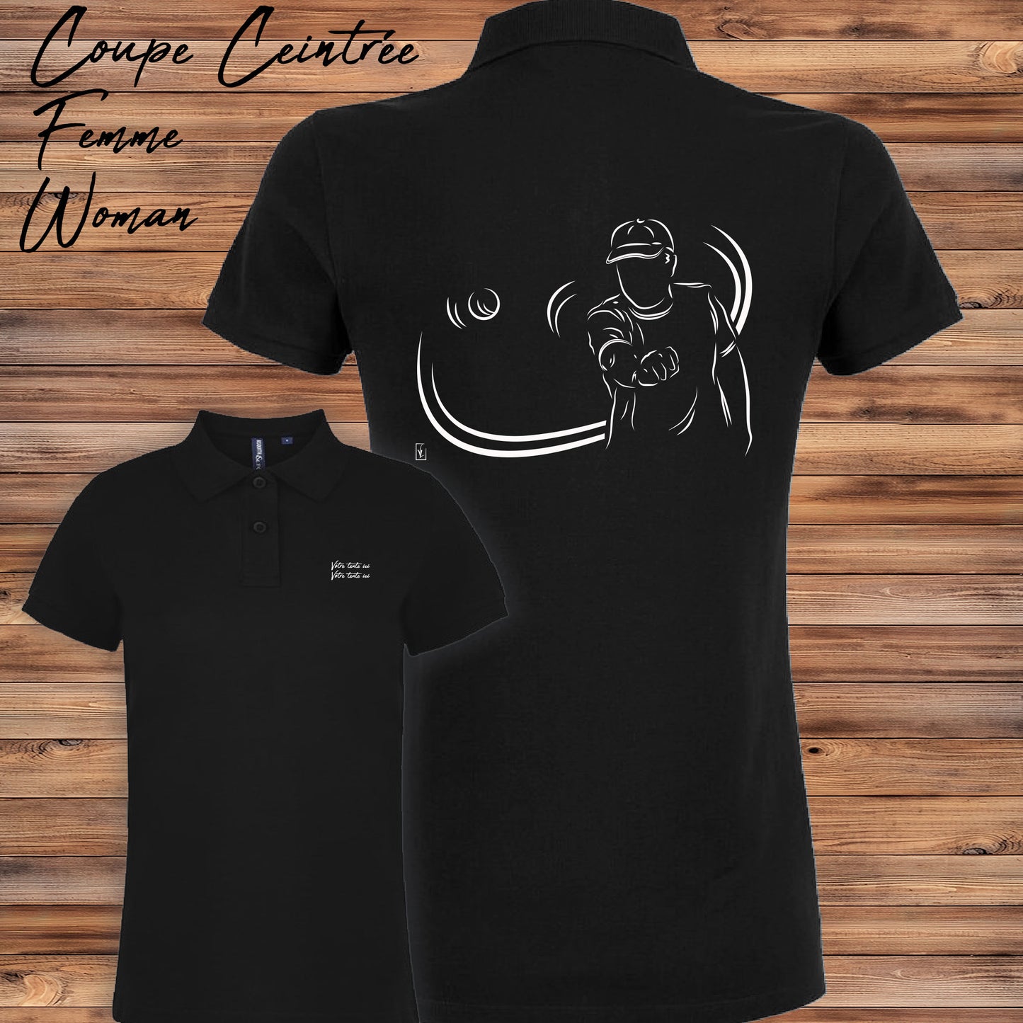 Polo femme pétanque tournoi personnalisable - Cadeau compétitrice - Virginie Linard
