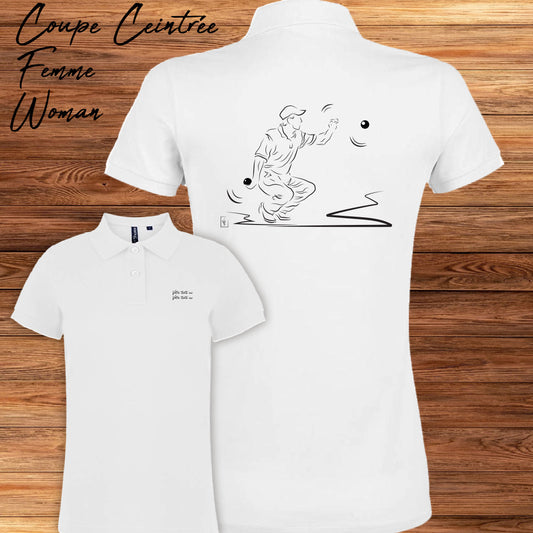 Graphisme Pétanque sur polo homme ou femme à personnaliser avec un texte Création Virginie Linard ©.