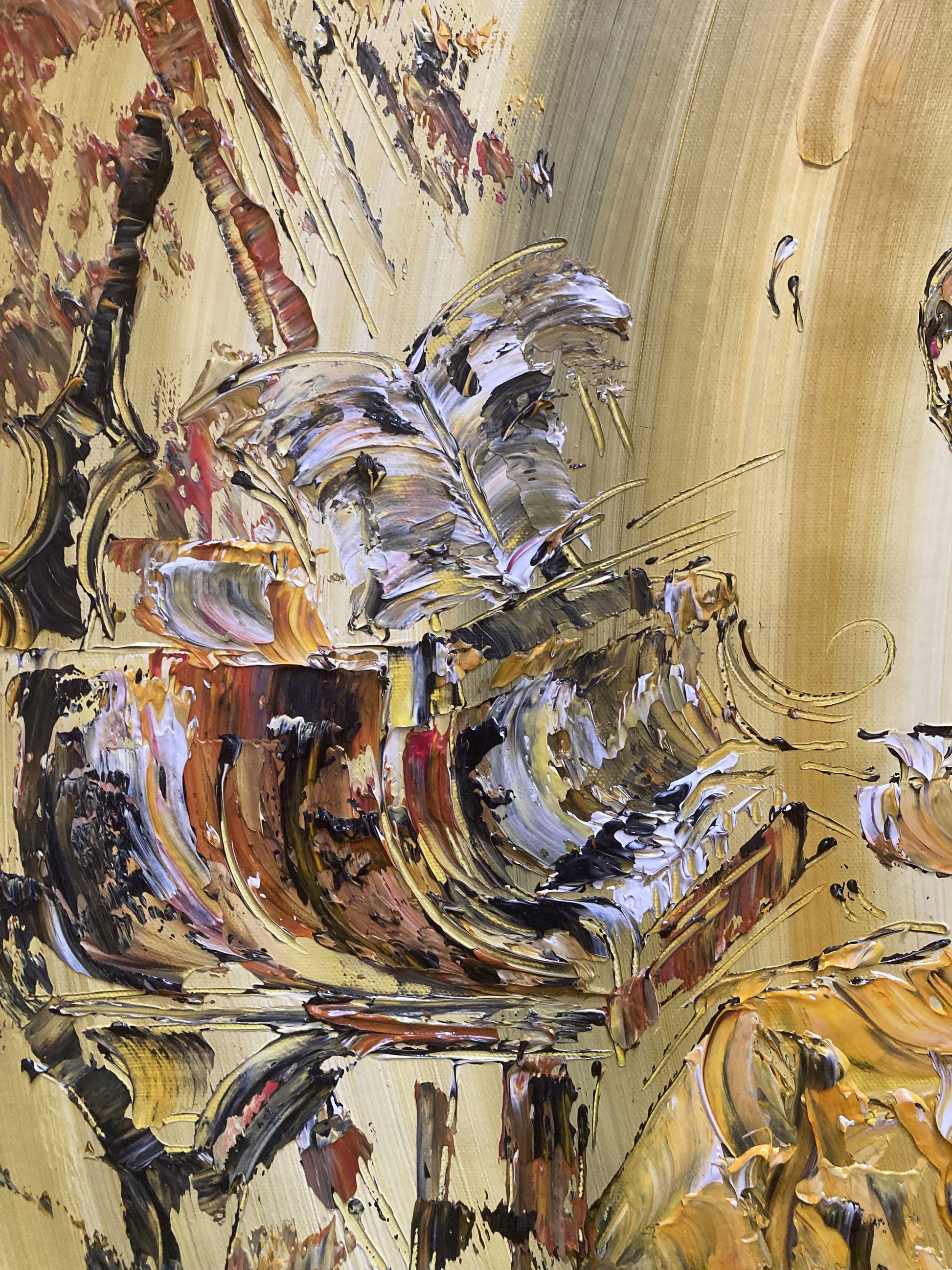 Tableau Pianiste classique femme, piano musique, musicienne. Peinture sur toile format 55x38cm. Création Virginie Linard ©.