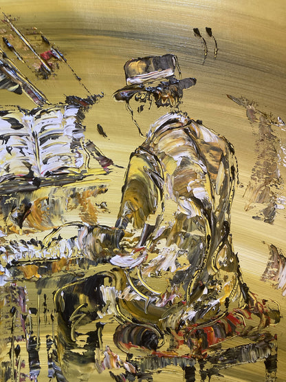Tableau, pianiste, jazz, Musicien, piano, Musique. Peinture sur toile format 55x46cm. Création Virginie Linard ©.